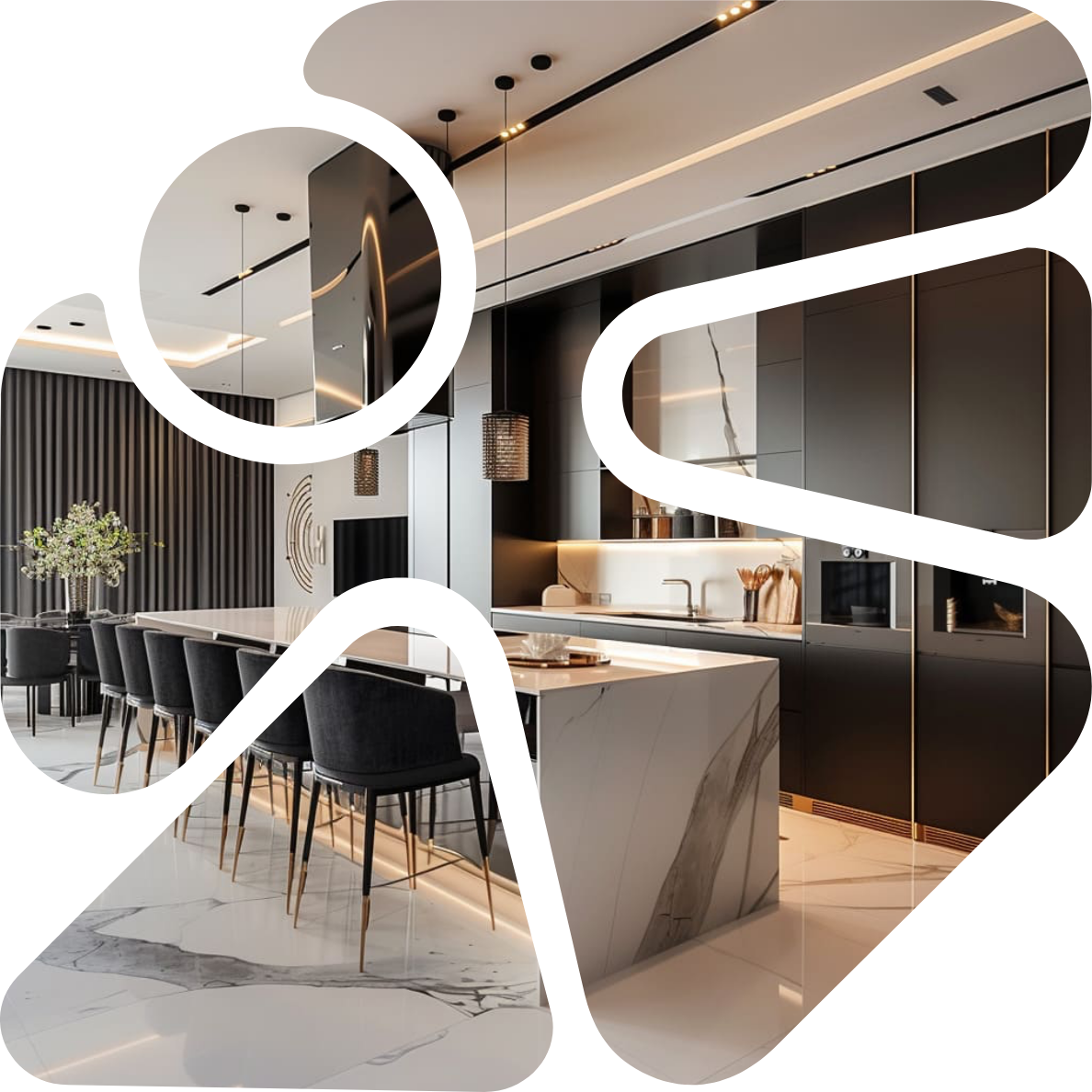 Image of a modern kitchen that has been wrapped with architectural film