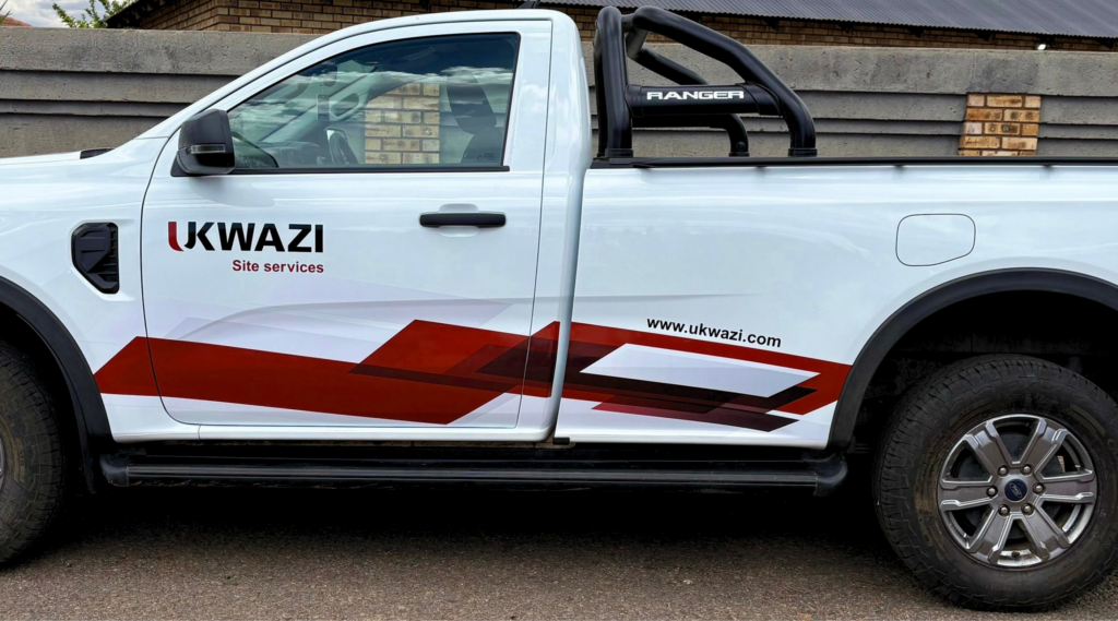2025 model Ford Ranger with vehicle branding on it to display the details o the company